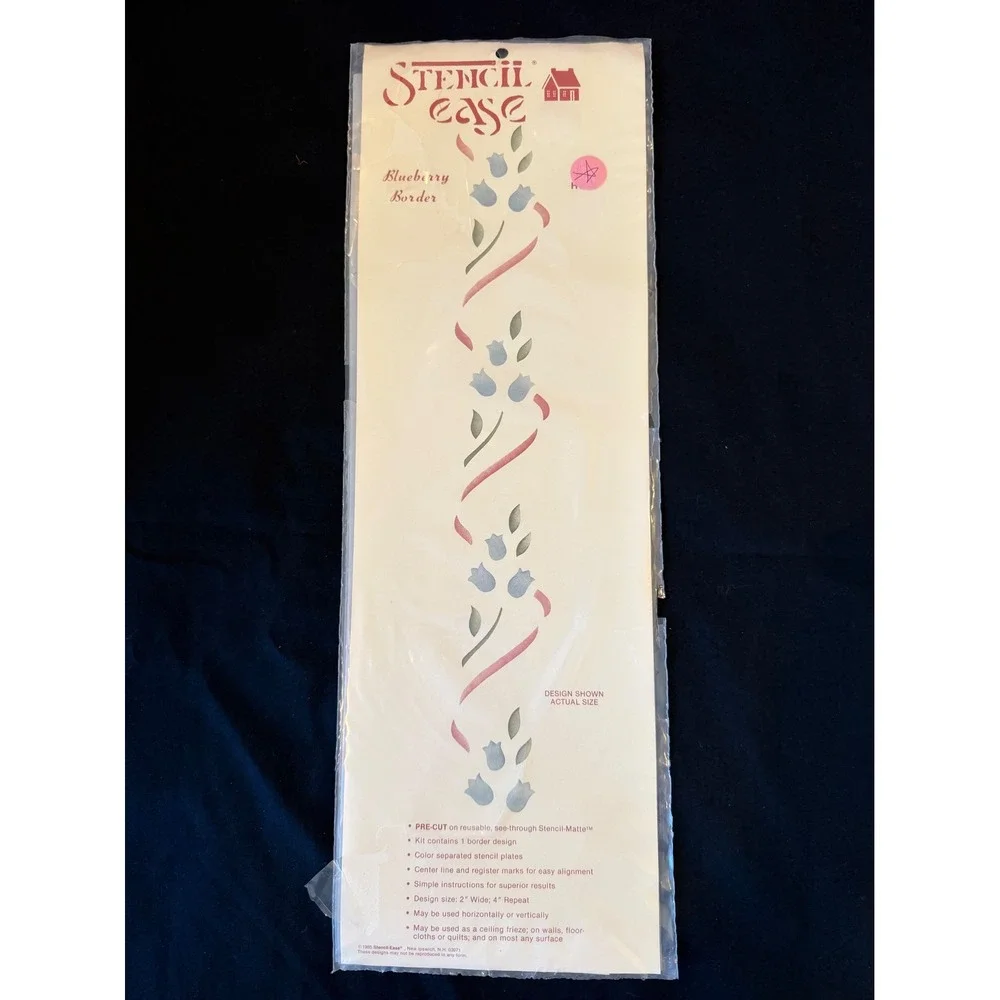 Stencil Ease Blueberry Border‎ Reusable Wall Stencil Kit Floral Home Decor NEW